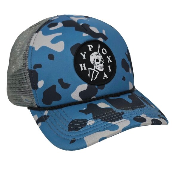HYPOXIA Bad Luck Surf Trucker Hat Snapback Blue Camouflage Fishing Diving Cap - Picture 1 of 5